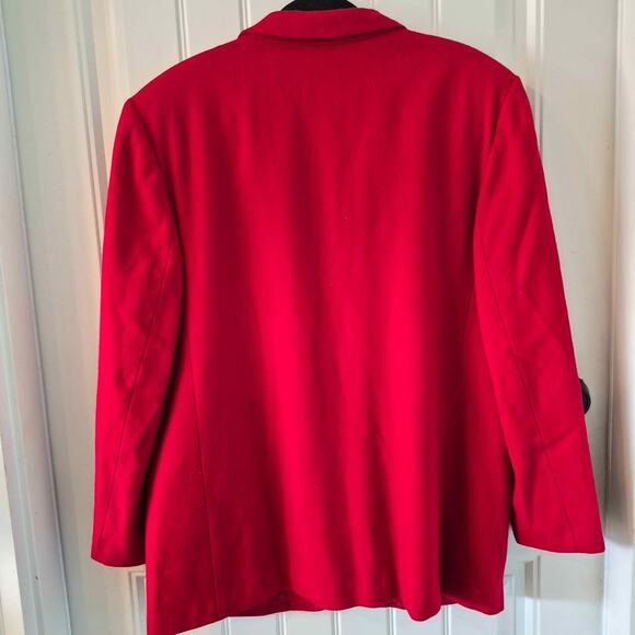Vintage Koret Red Wool Blazer Womens 16 Lined Jacket Classic Retro - Picture 2 of 4